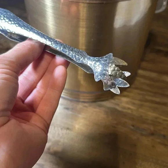 Vintage Ice Bucket Mid Century Modern MCM Copper/Gold w Ice Tongs Made in USA - Picture 7 of 10